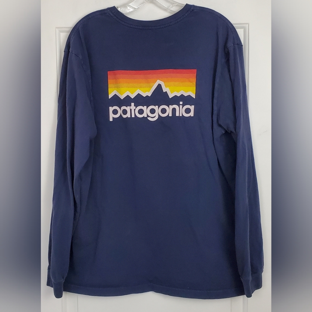 Patagonia Mens Graphic Logo Regular Fit Long Sleeve T-Shirt Tee - Size L - GUC
